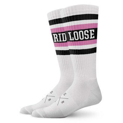 Loose Riders Cotton Bike Socks White/Pink
