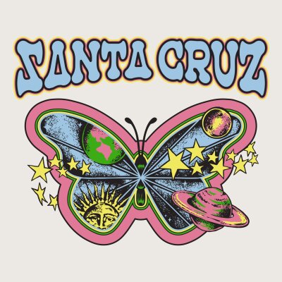 Santa Cruz Womens Galactic Butterfly T-Shirt Optic White